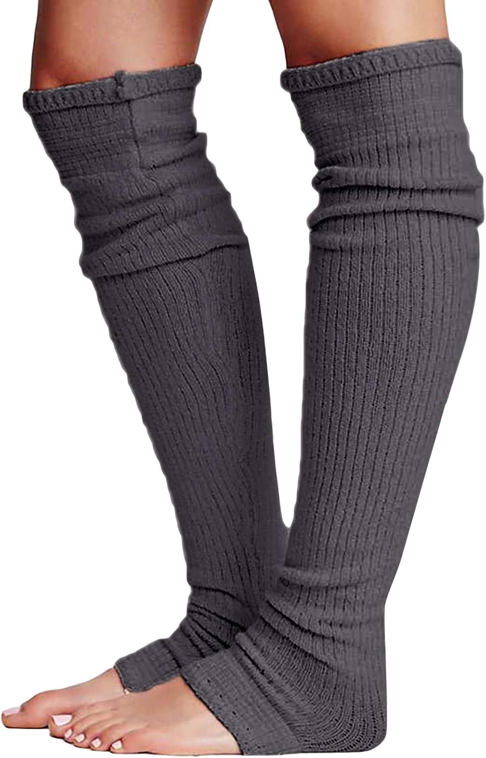 Women Comfortable Ankle Leg Warmers Different Colours Soft (Grey, 67cm