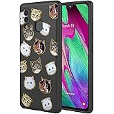 KOARWVC Phone Case for Galaxy A40 Case, Samsung A40 Case, SM-A405F Case Cute cat Pattern Design Slim Protective Soft TPU Bumper Phone Cover for Samsung Galaxy A40 Black Cat