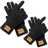 GASRONS 2 Pairs Winter Gloves for Men & Women, Thermal Touchscreen Gloves Alpaca Wool Lined for Adults Outdoor Cold Weather