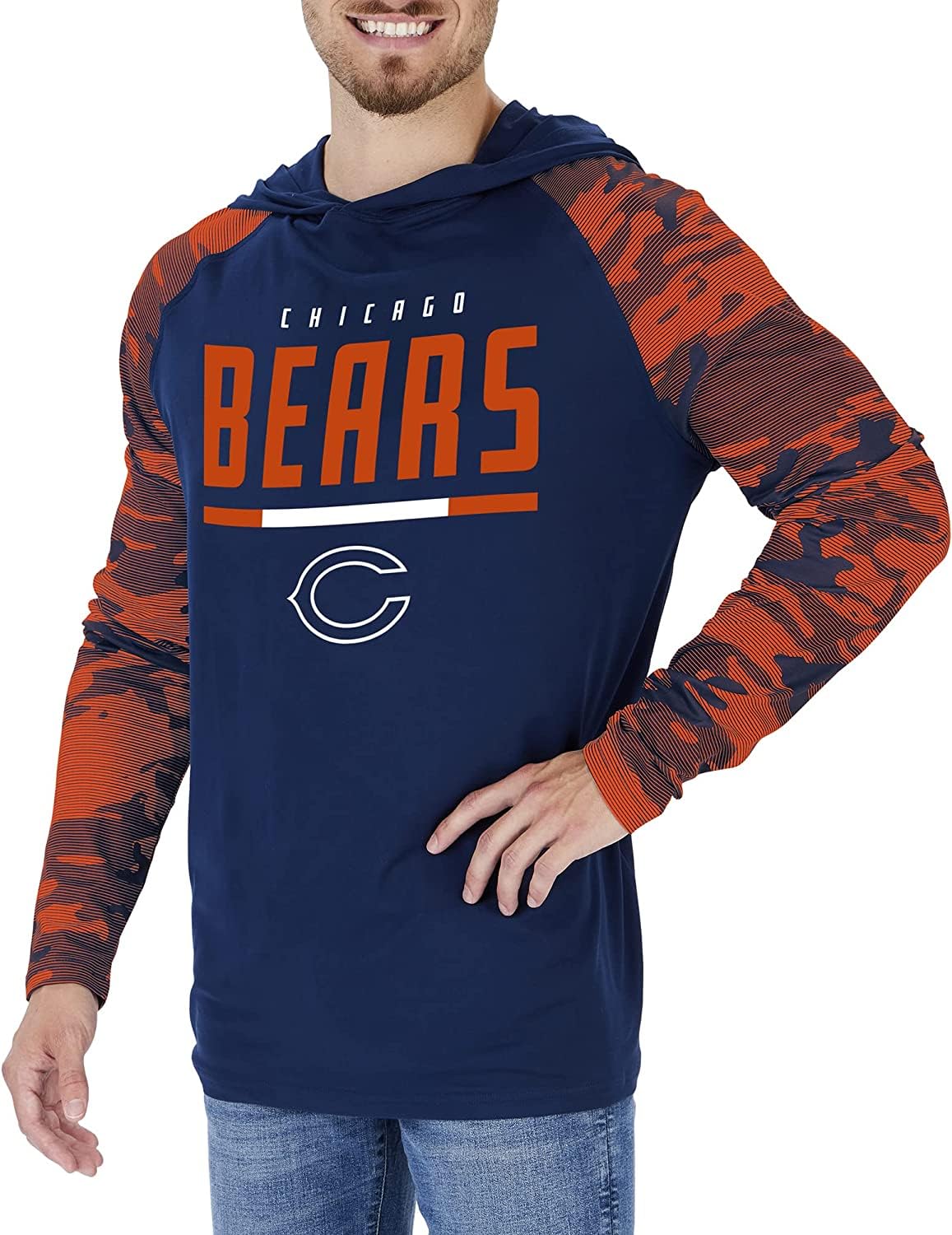 Zubaz NFL Men's Team Color Lightweight Pullover Hoodie with Camo Print Sleeves - Chicago Bears, 3X-Large Image