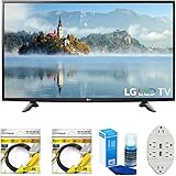 LG 49" 1080p Full HD LED TV 2017 Model (49LJ5100) with 2x 6ft High Speed HDMI Cable Black, Universal Screen Cleaner for LED TVs & Transformer Tap USB w/ 6-Outlet Wall Adapter and 2 Ports
