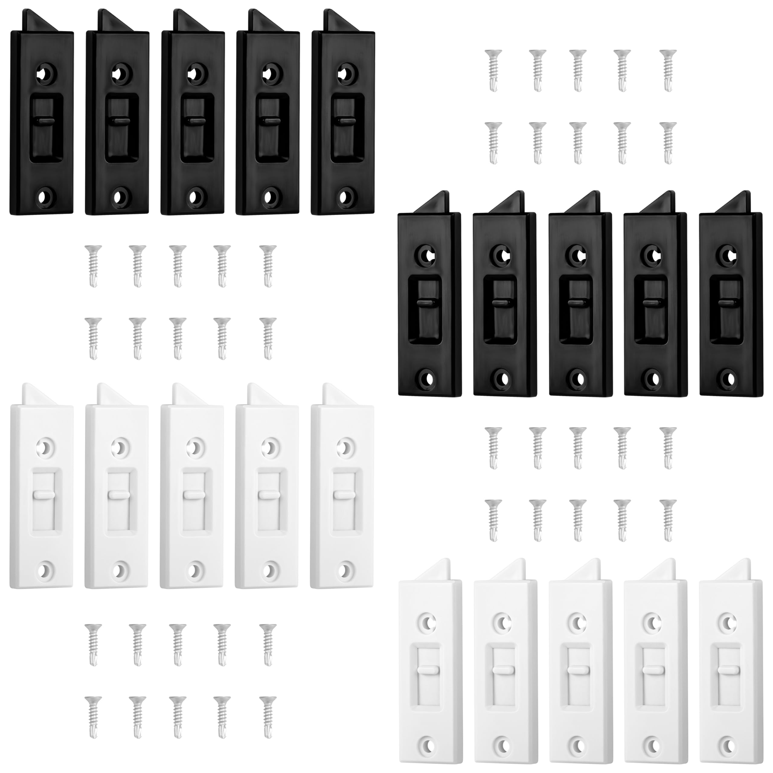 Belle Vous Window Latch Replacement Parts (20 Pack) - Spring Loaded Sliding Window Locks - Black & White Window Locks & Latches - 2 Inch Hole Centre