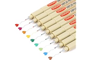 KOUSICOO Micro Fineliner Drawing Art Pens: 9 Colors Fine Point 0.5mm Bible No Bleed Smooth Journal Zentangle Study Supplies Colored Waterproof 05 Micro Line Needle Tip Fineliner Thin Gel Felt Ink Marker