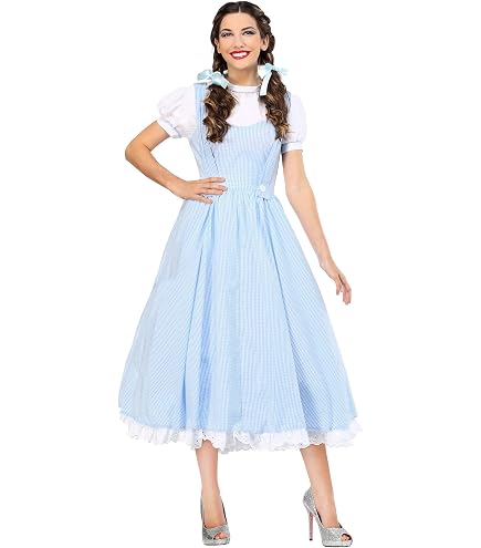 LVLING Womens Oz Dorothy Costume Blue Checked Dress With Hair Bows (Large) : Clothing, Shoes & Jewelry