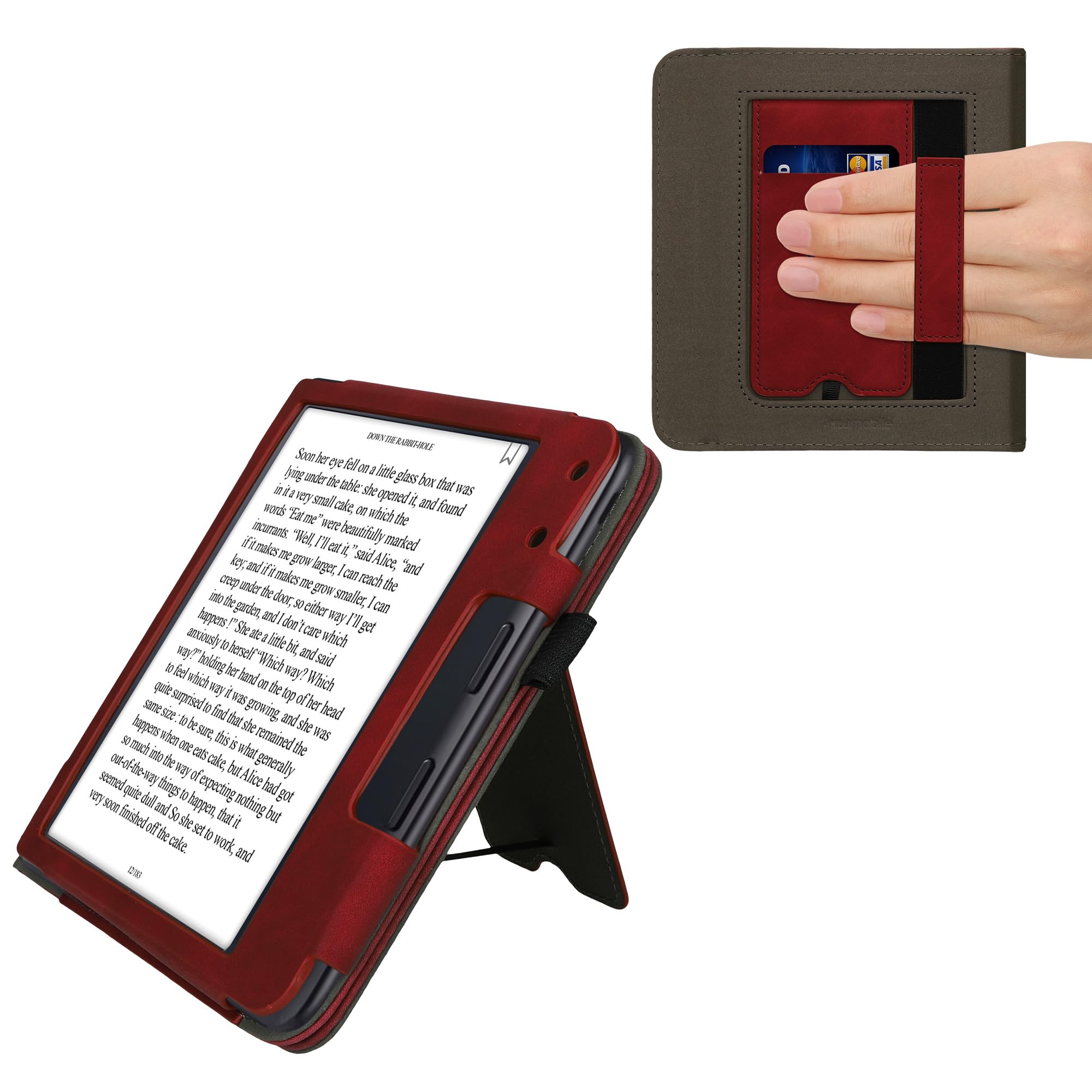 kwmobile Case Compatible with Kobo Libra Colour Case - Cover for eReader with Magnetic Closure - Dark Red