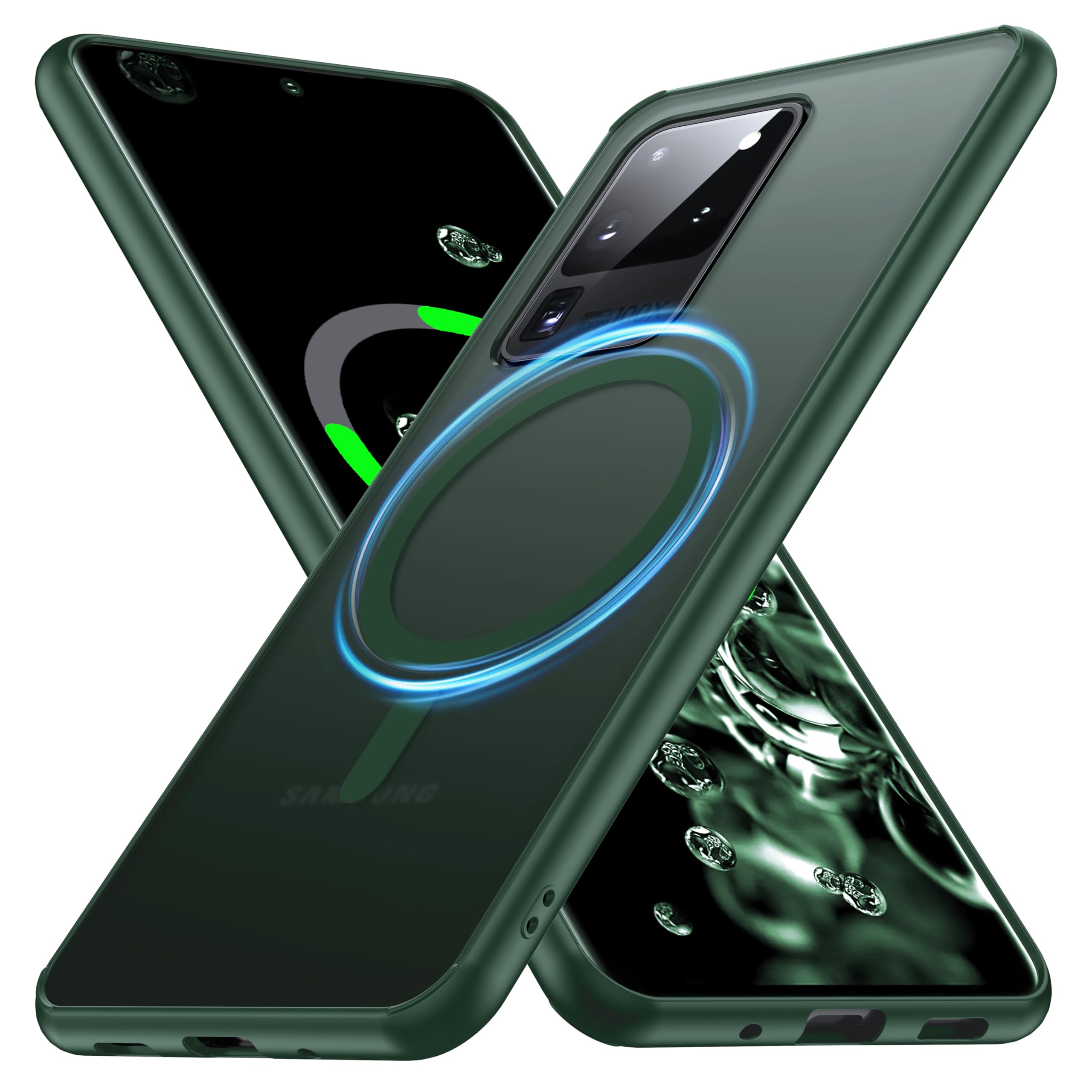 Photo 1 of FNDMIL[NO.1 Magnetic for Samsung Galaxy S20 Ultra Case with MagSafe[Military Grade Drop Tested][Translucent Matte][Anti-Fingerprint] Soft Silicone Bumper for Samsung Galaxy S20 Ultra Phone Case,Green
