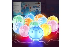 MAKE KIDS SMILE BUBBLE FUN 12 Pcs LED Light up Reusable Water Balloons, Pool Beach Water Toys for Boys and Girls, Outdoor Summer Toys for Kids Age 3-12, Magnetic Water Ball for Outdoor Activities
