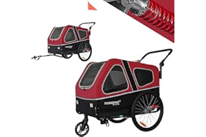 DOGGYHUT® S-Line XL Pet Bike Trailer & Stroller for Dogs Up to 100 lbs,Folding Frame Cart, Suspension Wheels,Low Center of Gravity, Parking Brakes