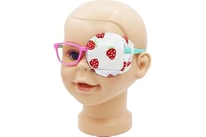 Astropic 3D Cotton & Silk Eye Patch for Kids | Girls Eye Patch for Glasses | Medical Eyepatch for Children with Lazy Eye (Strawberry, Left Eye)