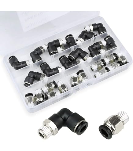 5-Piece Pneumatic Push-In Fitting Kit - 3/8" Tube OD X 1/2" NPT Male Elbow For Air Lines 8 thumbnail image