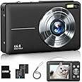 Digital Camera, FHD 1080P Camera, Point and Shoot Camera with 16X Zoom Anti Shake, Compact Small Portable for Boy Girls(Deep Black)