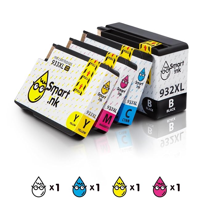 Smart Ink Kompatibel Druckerpatronen Tintenpatronen für HP 932 XL 933 XL 932XL 933XL 4 Multipack Black&C/M/Y Patrone hoher Ka