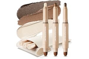 imakeupnow Cream to Powder Eyeshadow Stick Sets, Pro Metallic/Matte Eye Brightener Pencil Crayon Makeup - 3PCS - G001+G004+G005
