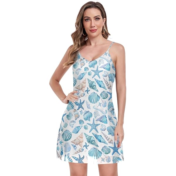 Amazon.com: CHIFIGNO Womens Summer Dresses V Neck Sleeveless Beach Cover up  Dress Spaghetti Strap Womens Party Dress : Clothing, Shoes & Jewelry