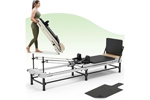 PAETA Pilates Reformer, 91" Foldable Reformer Pilates Machine with Adjustable Reformer Heights, Pilates Equipment with Piano Wire Spings and Jump Boards
