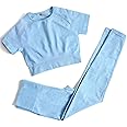PINKSAVIOR Workout Sets for Women Two Piece Outfits Seamless High Waist Leggings Yoga Crop Tops Athletic Sports Gym Sets