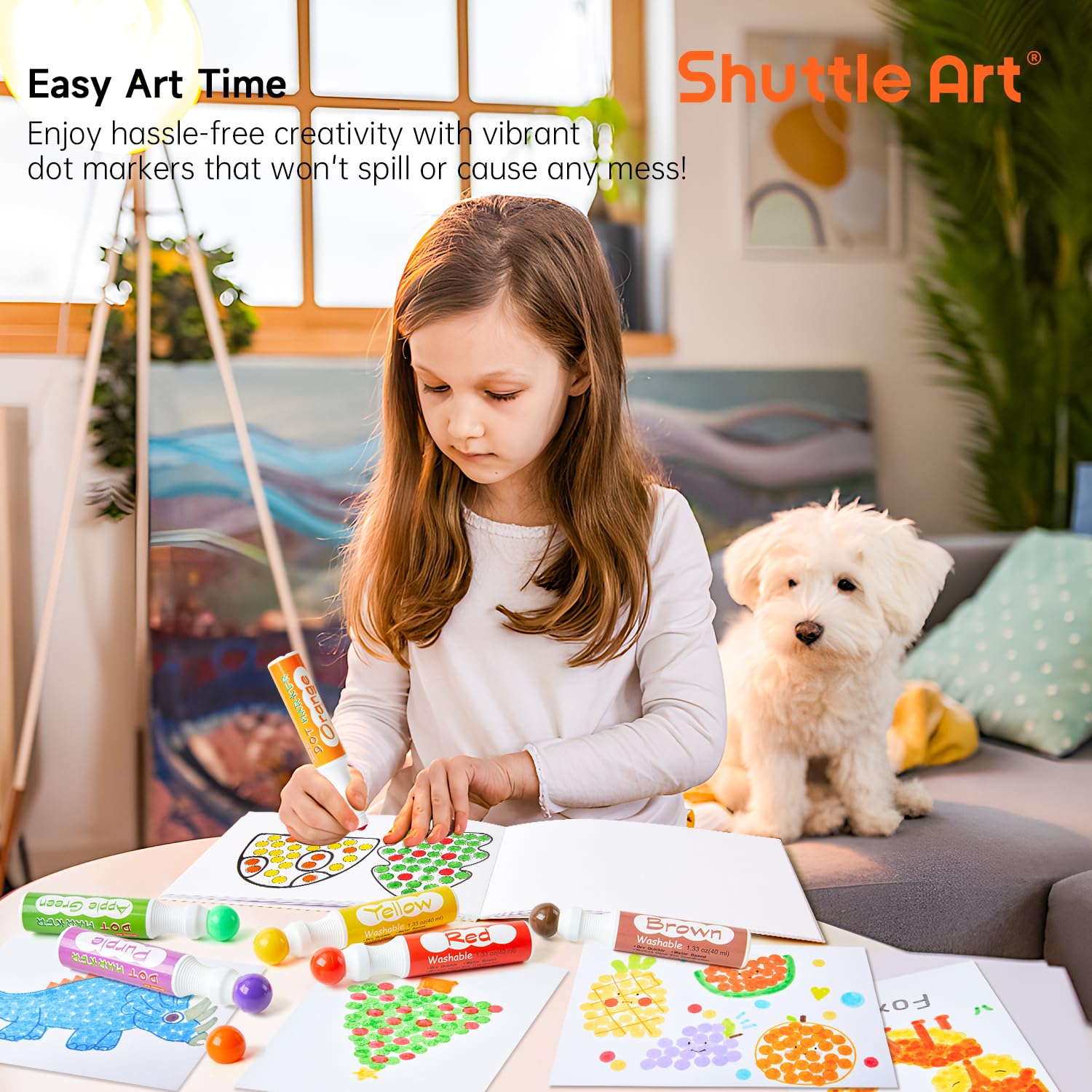 Shuttle Art 10 Colors Dot Marker Washable Non-Toxic Dot Marker for Children Early Education, Bingo Dabber for Creation with 1 Dot Activity Book