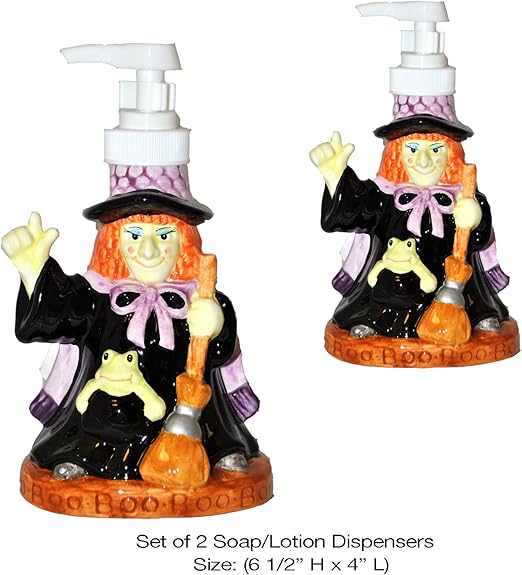 Soap/Lotion Dispenser, Halloween Witch, Glass, Set of 2