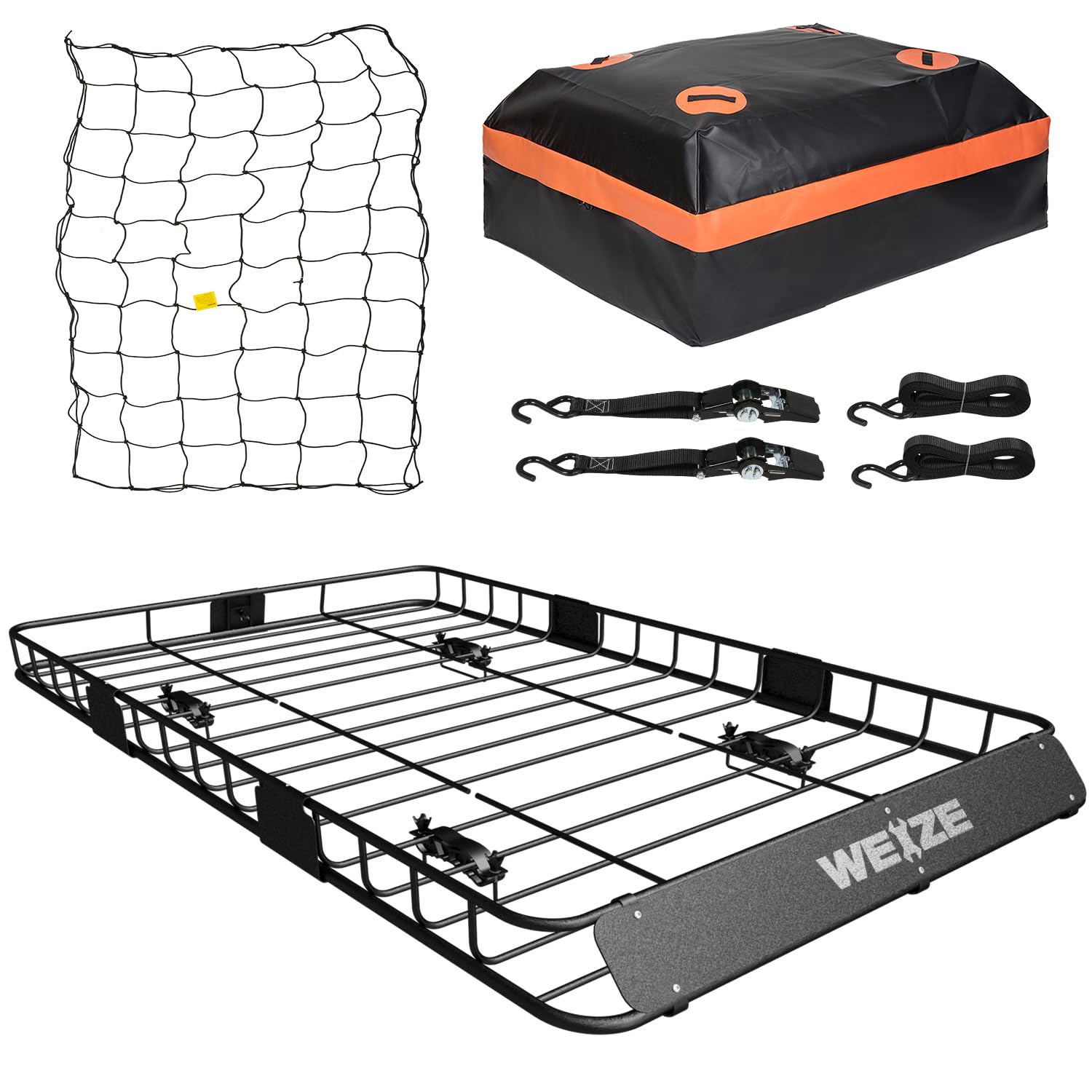Steel Roof Basket WEIZE 64x39 Roof Rack Basket - Heavy Duty Cargo
