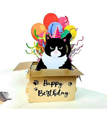Musical Birthday Cards, Cat Pop Up Birthday Cards With Colourful Lights - View #9