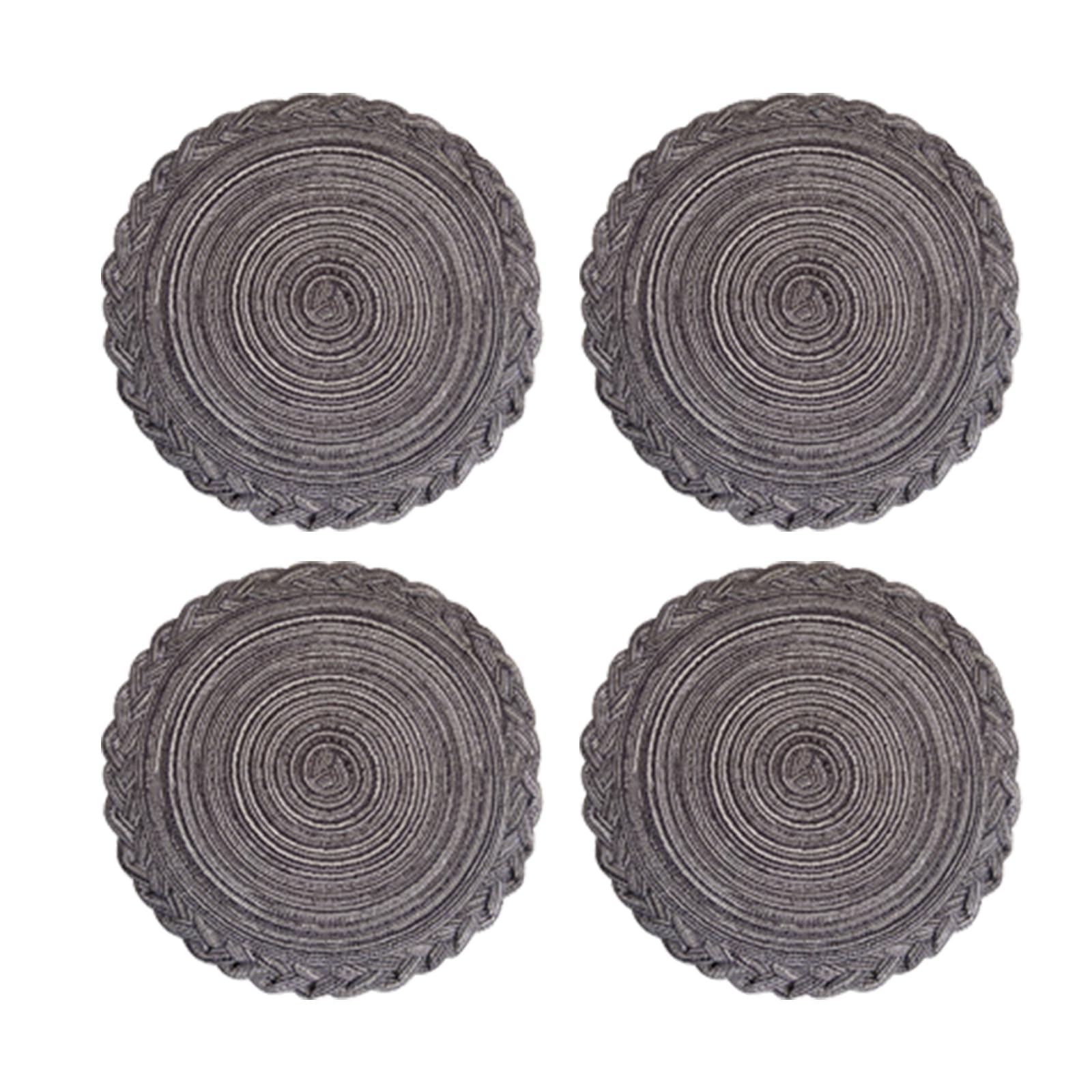 Soulnioi Cotton Place Mats Woven Round Table Placemats 38cm Heat Resistant Washable Table Mats for Kitchen, Dining Table, Set of 4 - Green