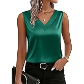 Zeagoo Women's Silk Satin Tank Tops V Neck Casual Camisoles Sleeveless Business Work Blouses Dressy Summer Shirts