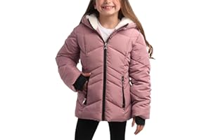 DKNY Girls Winter Jacket - Heavyweight Soft Sherpa Fur Lined Parka Jackets for Girls - Insulated Puffer Winter Coat with Hood