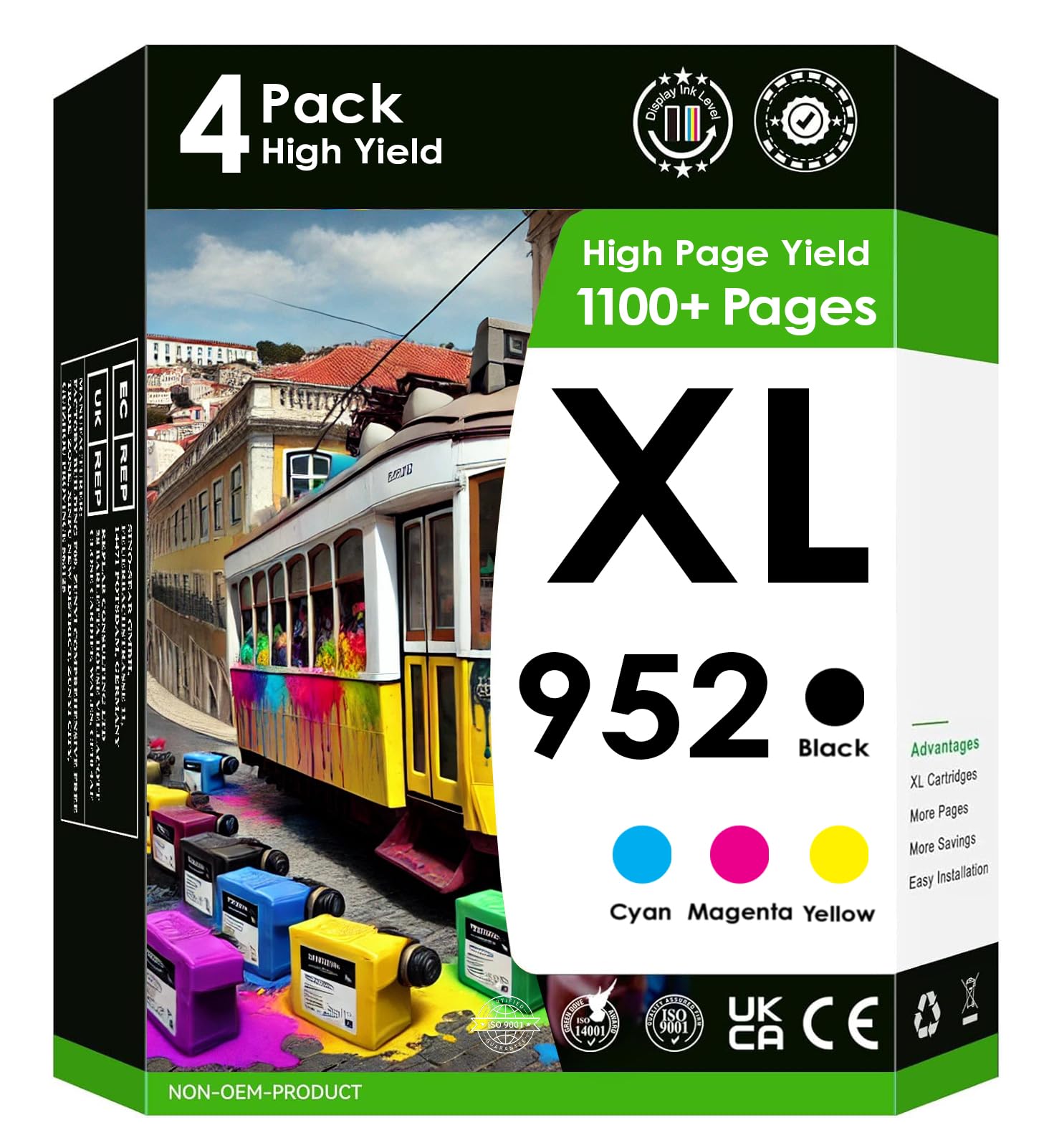 Photo 1 of INKjetsclub 952 XL High Yield Compatible Printer Ink Cartridges. Works with Officejet Pro 8210 8216 8710 8715 8702 8210 7720 7740 8720 8730 Printes. 4 Pack (Black, Cyan, Magenta, Yellow)