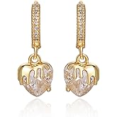Gemynix Huggie Earrings for Women - 14K Gold Plated Heart Earrings, Small Love Heart Drop Dangle Huggie Charm Earring, Dainty Huggie Hoop Earrings for Women