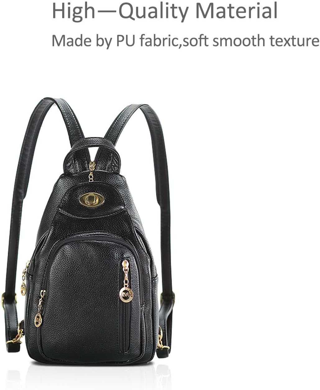 NICOLE&DORIS Fashion Women Backpack Small Leather Backpack Black Women Chest Bag Shoulder Bag Casual Ladies Fashion Daypack Black - Image 4