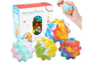 4 PCS Pop Fidget Ball Popper Its Toys, 3D Anti-Pressure Squeeze Pop Ball It Fidget Toy BPA Free Food Grade Silicone Sensory T