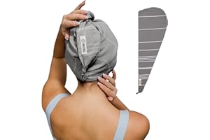 Sand Cloud Hair Towel Wrap for Women & Men, (Grey, Classic) - 100% Turkish Cotton Quick Hair Drying Towel Wrap - Absorbent Half Terry Weave Hair Plop Head Towel Wrap with Binding Edge