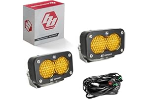 Baja Designs S2 Sport Black LED Light Pod Pair - 2PCS LED with Wiring Harness (Work/Scene; Amber)