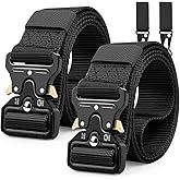 Nylon Web Belts, Double Hole Grommet Canvas Waist Belt for Men & Women Punk Halloween Belt for Jeans Teenager Unisex Black