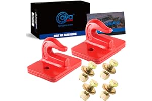AyA Gear 2 Pack 3/8-in Bolt On Grab Hook Mount with Backer Plate Grab Hook Grade 70 Forged Steel Tow Hook Work Well for Loader, Tractor Bucket, RV, UTV,Truck (Red)