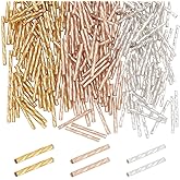 CRAFTYMELODY 600Pcs Bugle Glass Beads 3 Color 25mm 1 Inch Tube Electroplate Czech Bugle Tube Beads Bulk Long for Jewelry Making Accessory Supplies DIY Craft Bracelet Necklace Earring Home Decoration