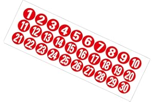 LARREL 1-30 Circle Number Stickers, 1 Inch Consecutive Number Stickers, Red Circle Numbered Vinyl Sticker, Numbers Inventory Sticker for Inventory Classification, Adhesive Decal for Organizing, Box and Bin