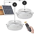 SunBonar Solar Ceiling Lights Indoor Outdoor 2 Pack, Dimmable Daytime 3000K/4000K/6000K Solar Shed Lights with ON/Off Switch & Remote, Waterproof Barn Lights for Home Porch Chicken Coop