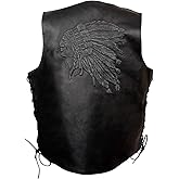 EVENT LEATHER ELM3900 Men's 100% Genuine Motorcycle Leather Vest | Biker Vests with Embossed Eagle | Live To Ride