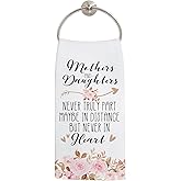LADOCK Daughter Mom Gifts Kitchen Towels, Best Mom Gifts for Mother's Day from Daughter Hand Towels for Bathroom Decor, Mother Gift Pink Floral Dish Tea Towels for Kitchen Decor, 16x24 Inch