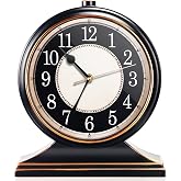 AYRELY&reg; Vintage Desk Clock Silent-Non-Ticking 10-inch dial Table Clock,Retro Mantel Clocks and Easy to Read for Living Room, Bedroom, Shelf Decoration, Fireplace, Farmhouse Decor (Black)