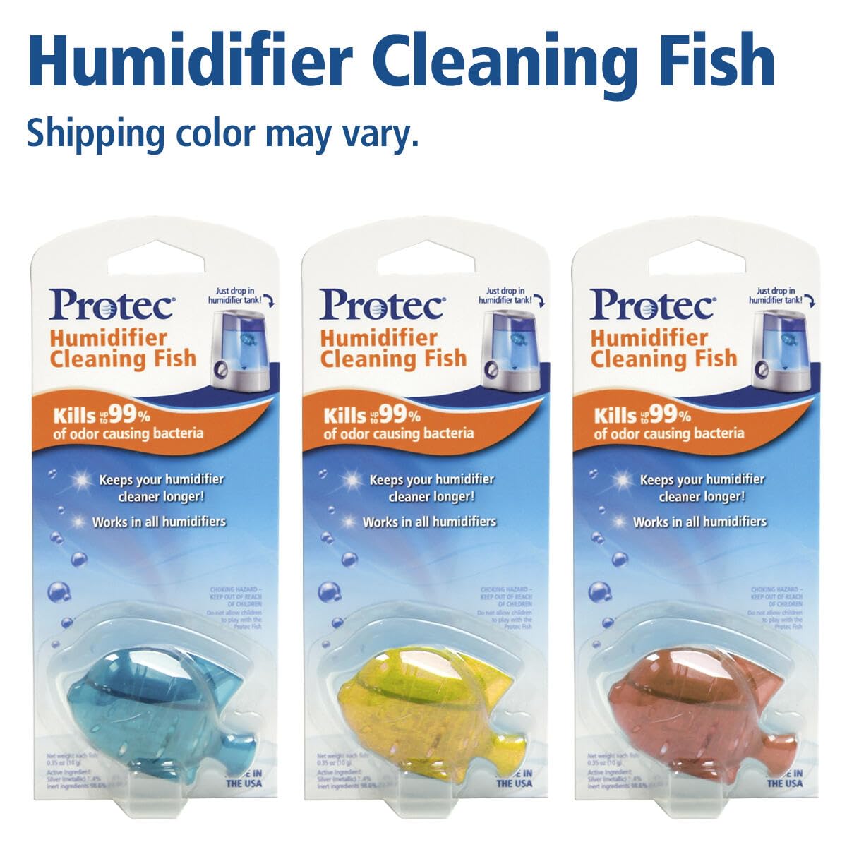 Protec Humidifier Cleaning Fish, Tank Cleaner, Fights Slime & Odor, Lasts 30 Days, 1 Count, Color May Vary