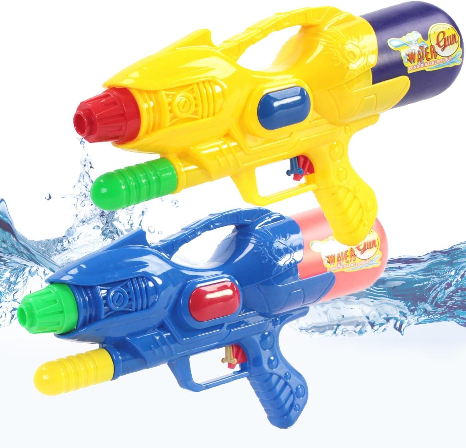 KiiSports Water Cannon Blaster - Twin Pack - Water Jets Soaker, Super Summer Fun! Hand Pumped Nozzle Shooter, Long Range Shooting + Warranty (2 Pack Varies Colors)