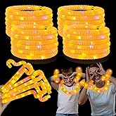 Orange Glow Sticks Pop Tubes,12-24PCS Light Up Necklaces & Bracelets,Mardi Gras Parade Throws Party Favors Accessories Decorations,Glow Birthday Wedding Carnival Easter Party Supplies for Kids Adults