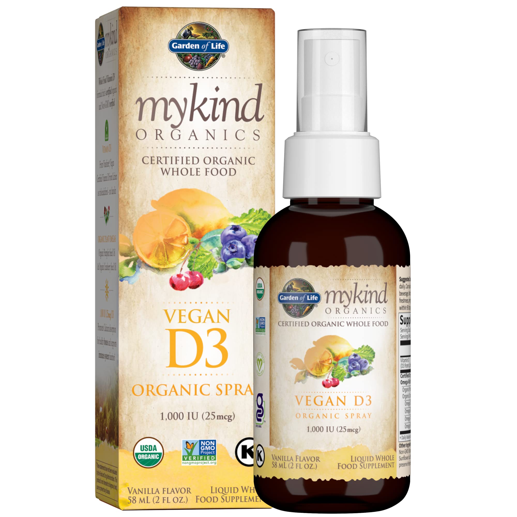 Garden of Life Organics B12 Vitamin - Whole Food B-12 for Metabolism and Energy & Vitamin D3 Liquid 1000 IU Per Spray