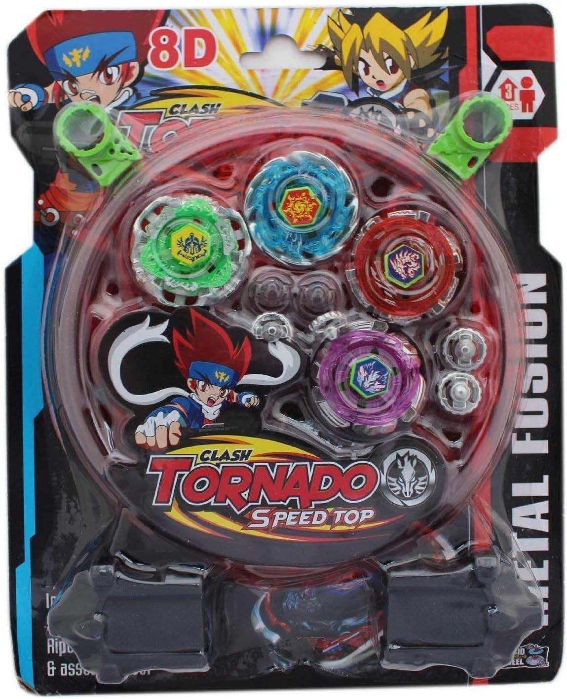 Stager 4 in 1 Beyblades Metal Fighter Fury with Metal Fight Ring and Handle Launcher - Multi Color