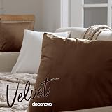 Deconovo Set of 2 Crushed Velvet Cushion Covers 30x50 Chocolate view 2