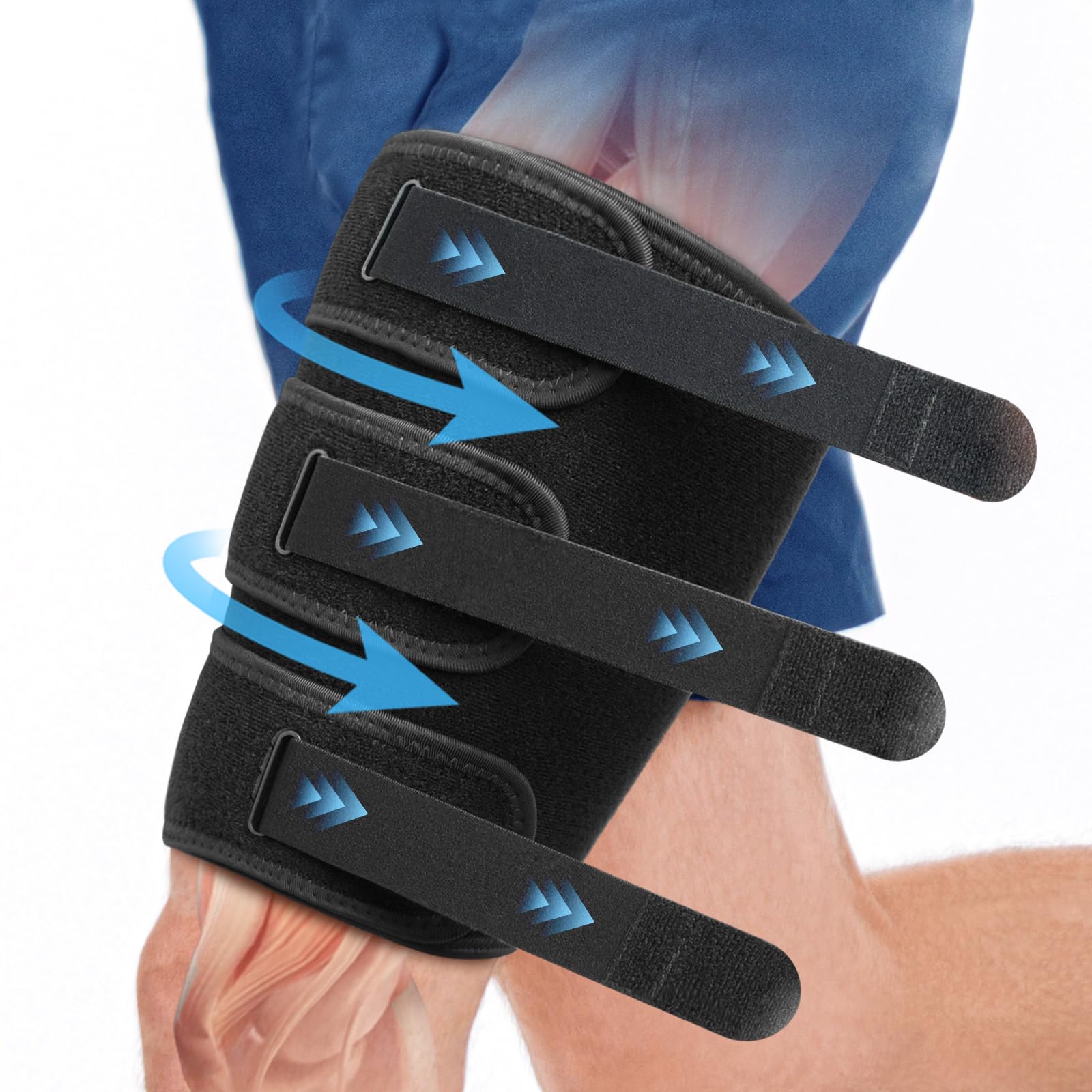 Photo 1 of Hamstring Compression Sleeve with 3 Adjustable Straps – Thigh Compression Sleeve for Men & Women, Pulled Groin & Quad Compression Wrap, Tendinitis Relief, Sports Recovery (L Size, Left/Right Leg)