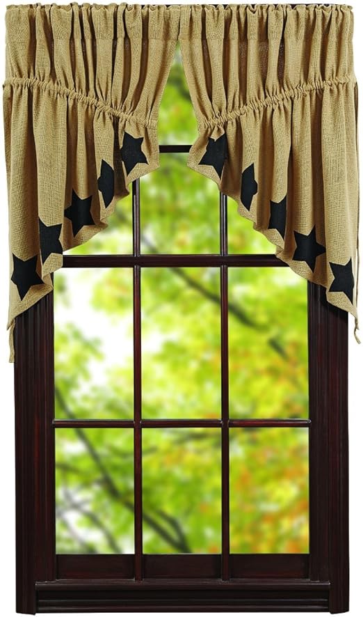 Amazon Com Vhc Brands Burlap With Black Stencil Stars Prairie