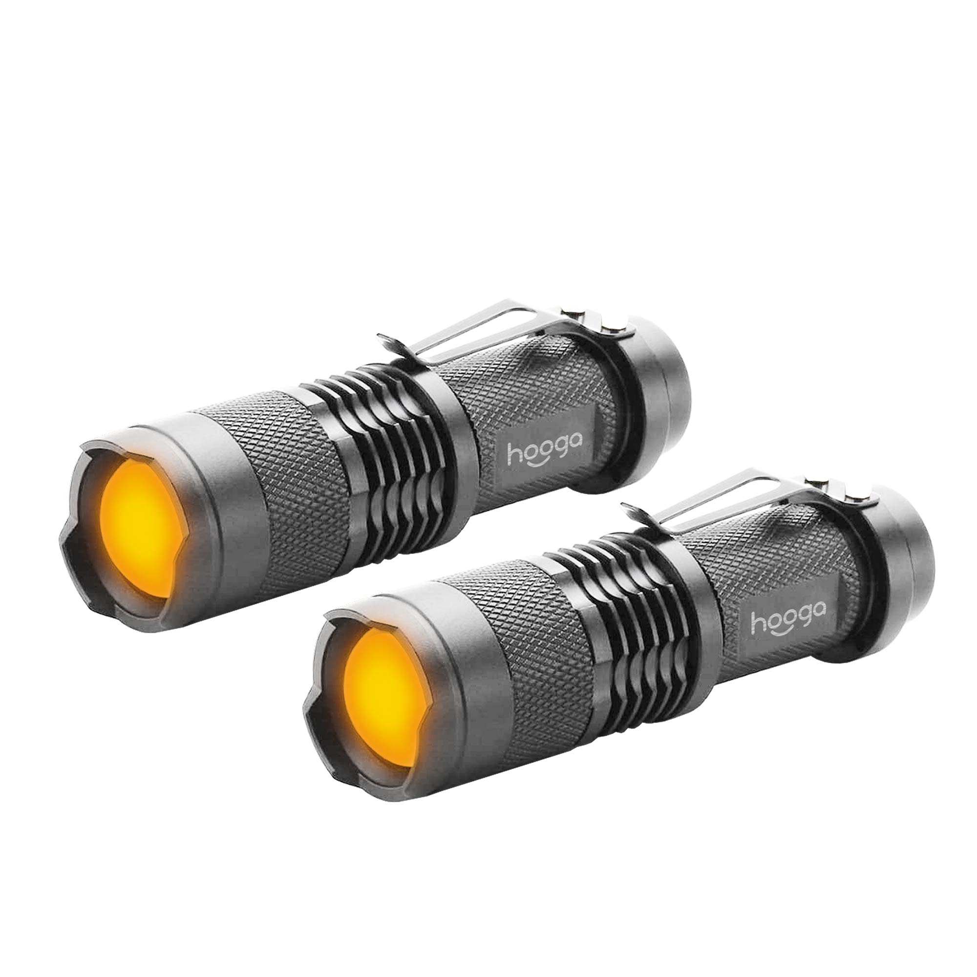 Photo 1 of hooga Amber LED Flashlight 2-Pack, 1600K Blue Light Blocking, Warm Sleep Light for Eye Care, Circadian Rhythm, Nursery, Adjustable Brightness, AA Battery Included